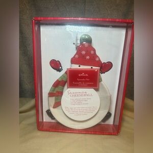 New Hallmark Snowman Plate  Mittens Spreader Set